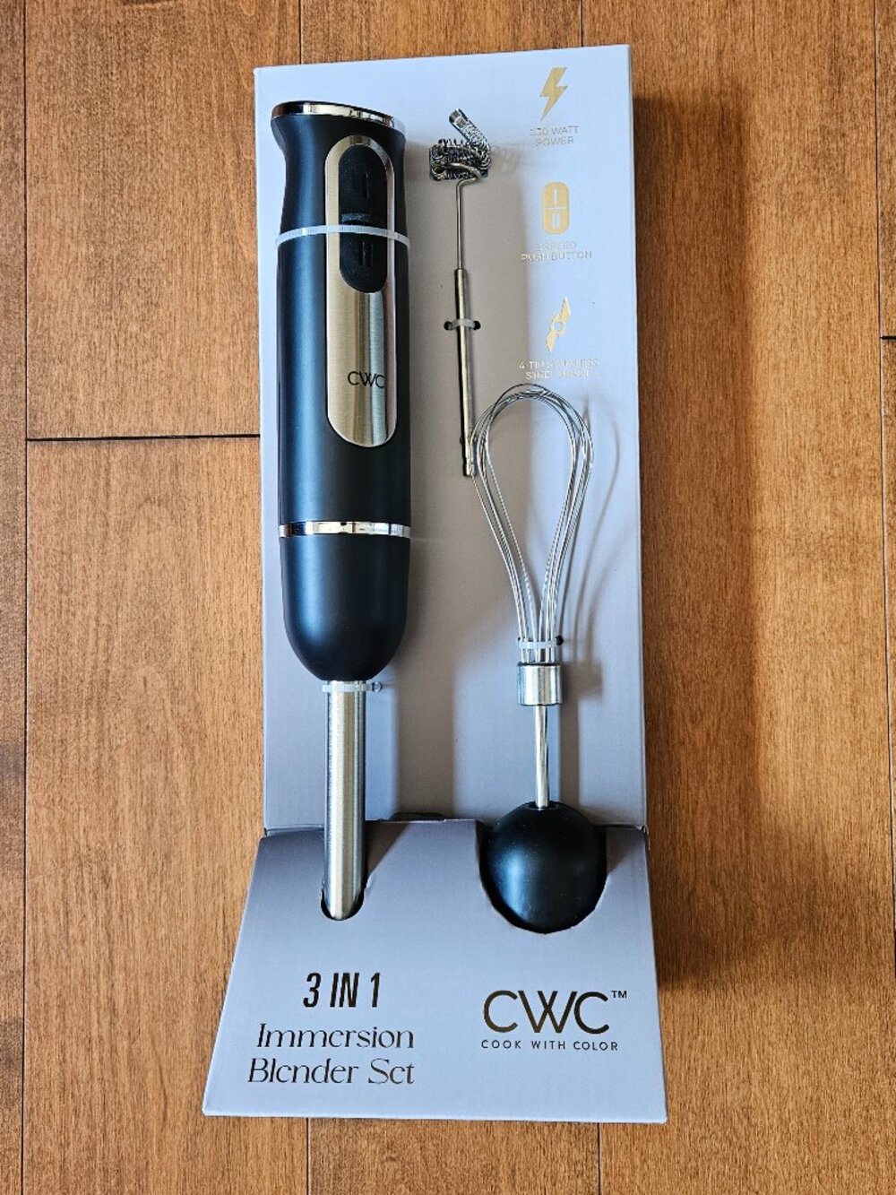 CWC Immersion Blender Set 3-in-1 500W 2-Speed Black/Silver